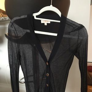 Tory Burch Cardigan V-Neck Gold Button. Sheer, XXS
